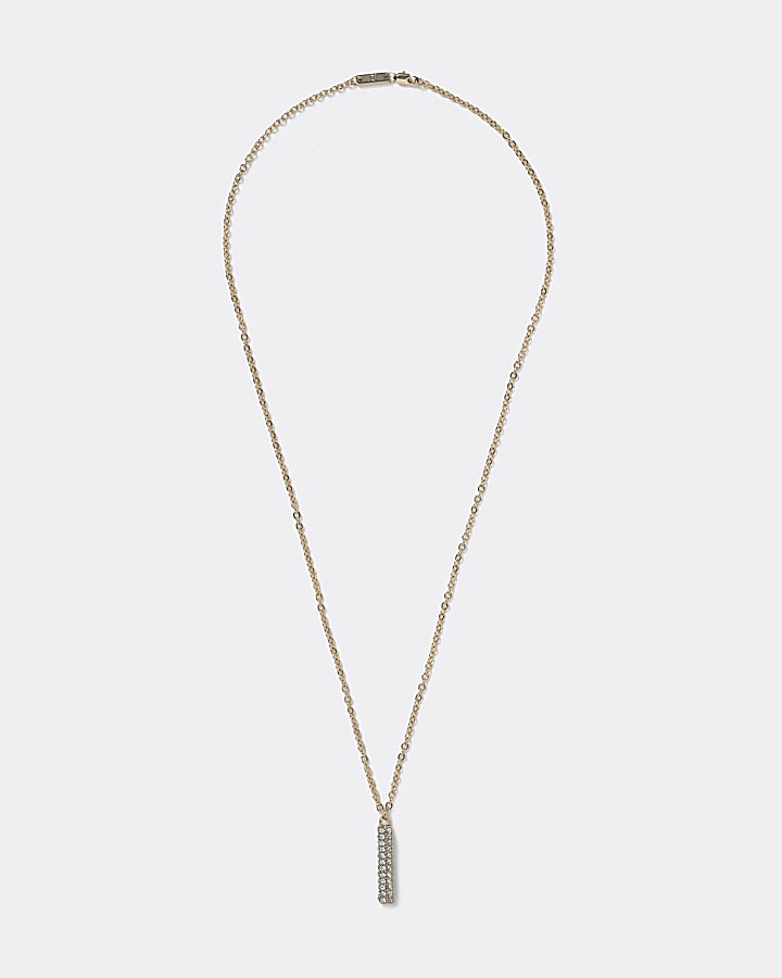 Gold stick pendant necklace