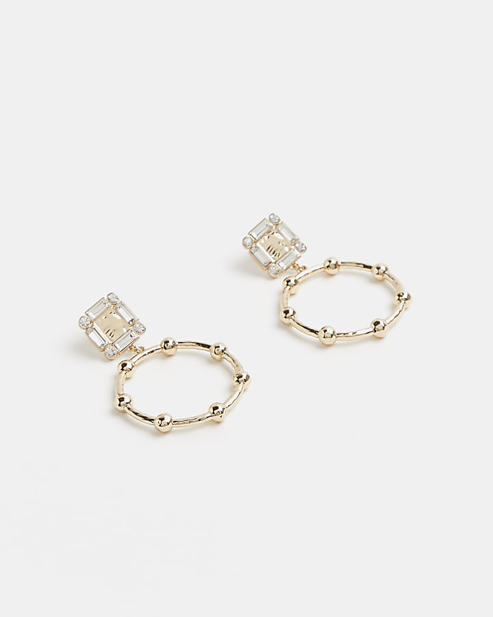 Gold stone drop earrings