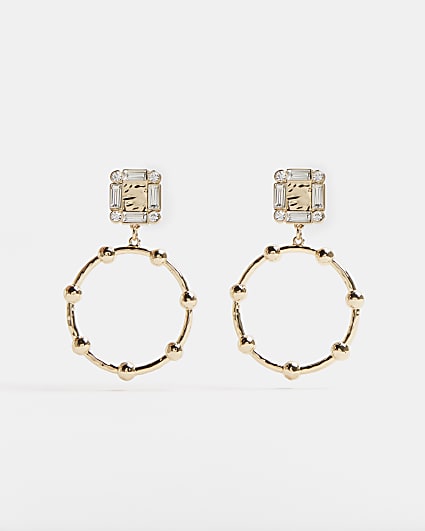 Gold stone drop earrings