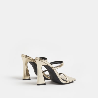 river island gold mules