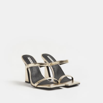 river island gold mules