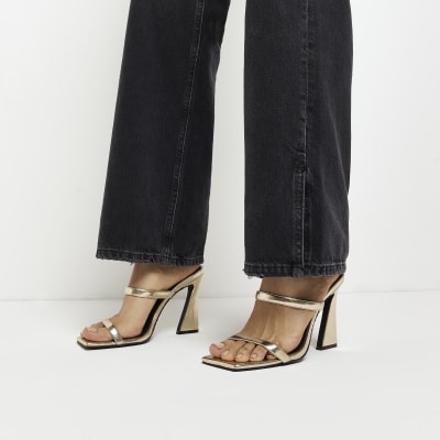 river island gold mules