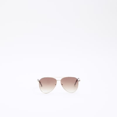 Gold studded aviator sunglasses River Island