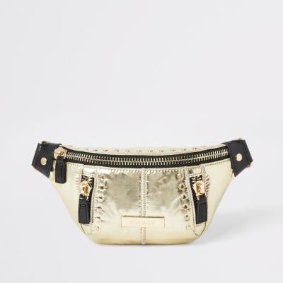 Gold studded belted bum bag