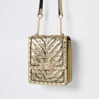 river island gold bag