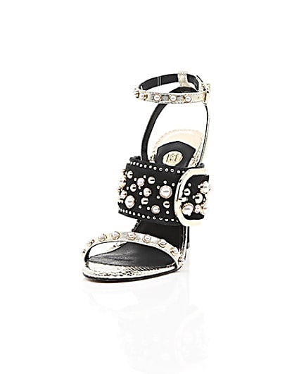 360 degree animation of product Gold studded buckle barely there sandals frame-2