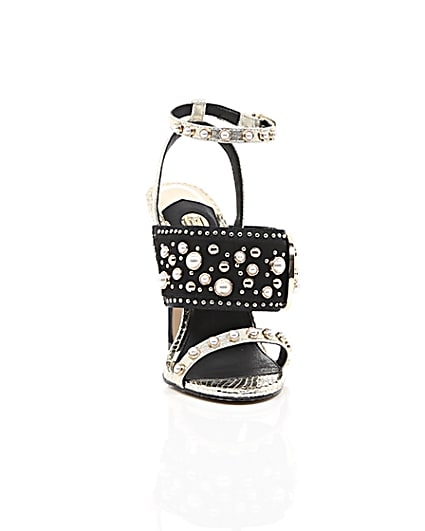 360 degree animation of product Gold studded buckle barely there sandals frame-5