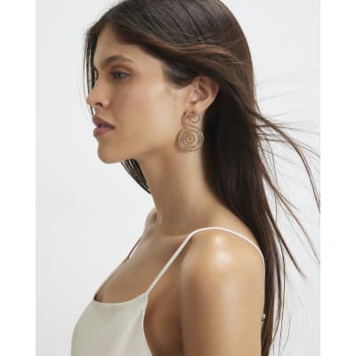 Gold Swirl Drop Earrings