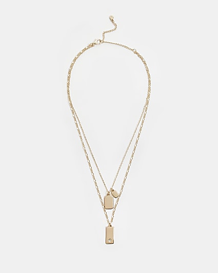 Gold tag necklace