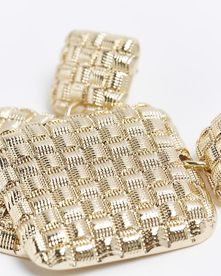 Gold Texture Woven Drop Earrings