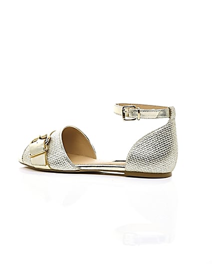 360 degree animation of product Gold textured ankle strap shoe frame-20