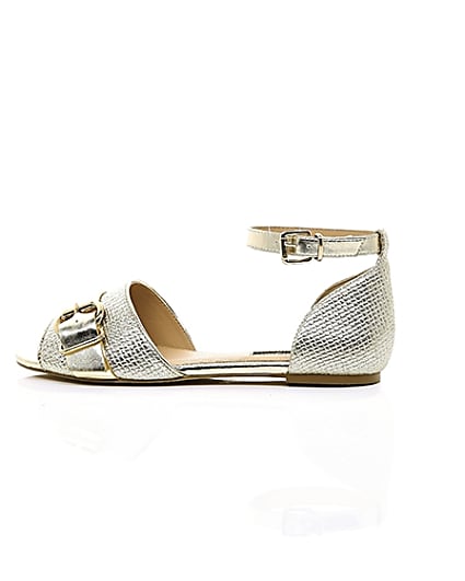 360 degree animation of product Gold textured ankle strap shoe frame-21