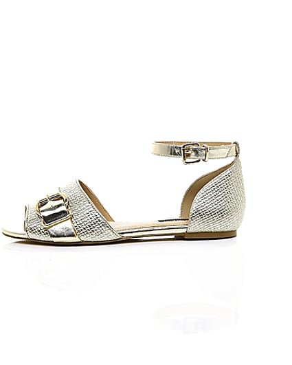 360 degree animation of product Gold textured ankle strap shoe frame-22