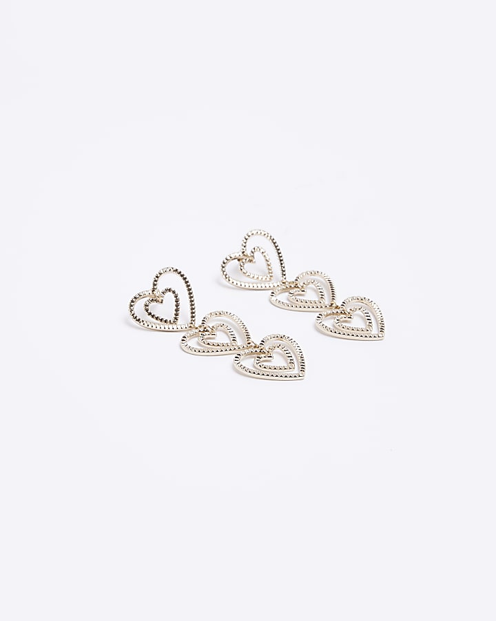 Gold textured heart earrings