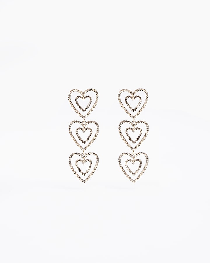 Gold textured heart earrings