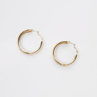 Gold tone chunky hoop earrings