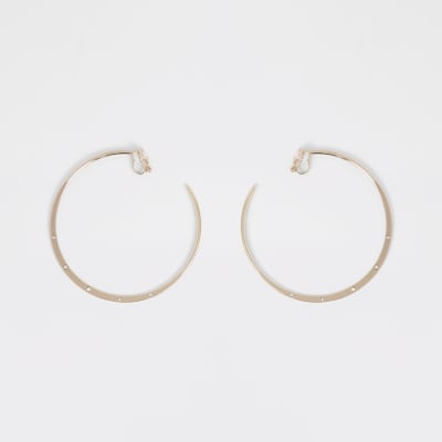 Gold tone clip on hoop earrings