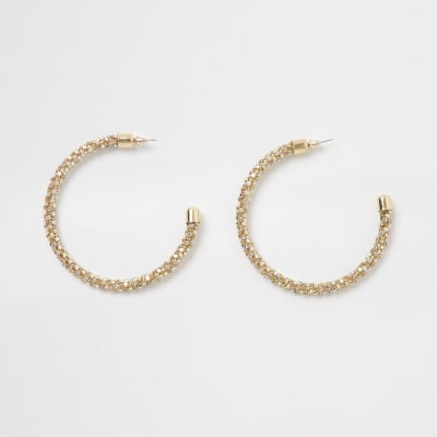 Gold tone hoop earrings River Island