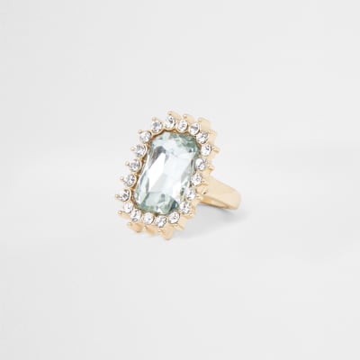Gold Tone Jeweled Cocktail Ring