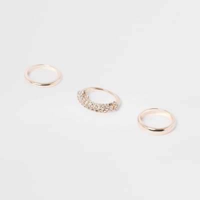 Gold tone ring pack River Island