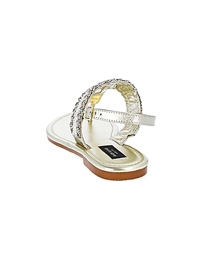360 degree animation of product Gold wide fit bead toe thong sandals frame-8