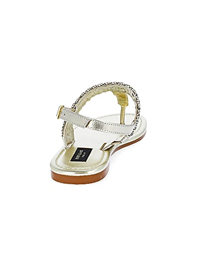 360 degree animation of product Gold wide fit bead toe thong sandals frame-10