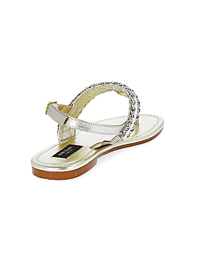360 degree animation of product Gold wide fit bead toe thong sandals frame-11