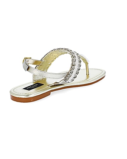 360 degree animation of product Gold wide fit bead toe thong sandals frame-12