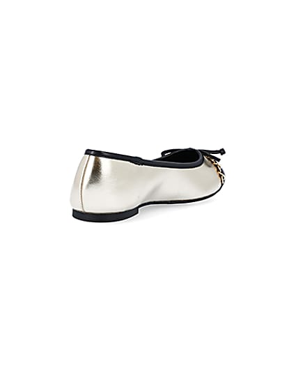 Gold wide fit bow ballet shoes | River Island
