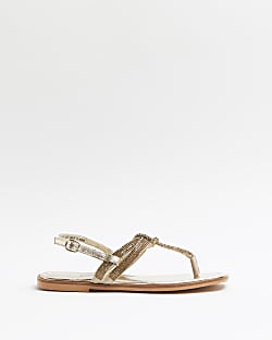 Gold wide fit diamante sandals