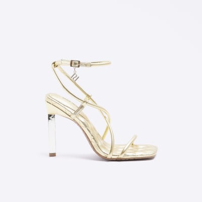 River island gold 2025 shoes sale