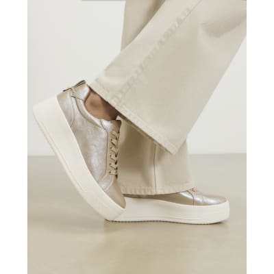 Wide Fit Lace Up Flatform Trainers