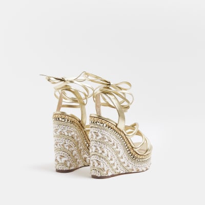 gold wedges river island