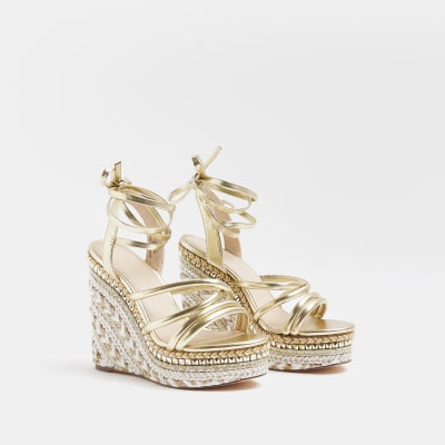 gold wedges river island