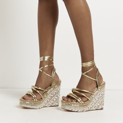 gold wedges river island