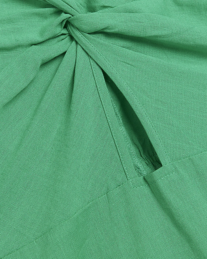 Green  linen cut out mini dress