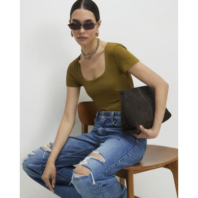 Green and Black Scoop Neck Bodysuit 2 Pack
