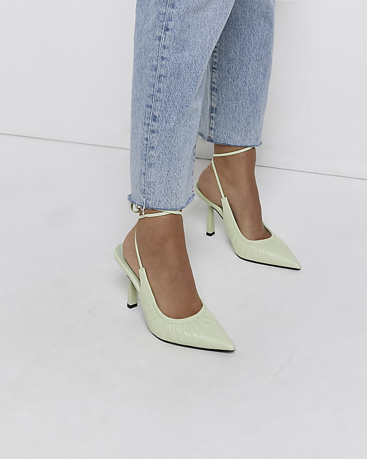 Green ankle tie court shoes