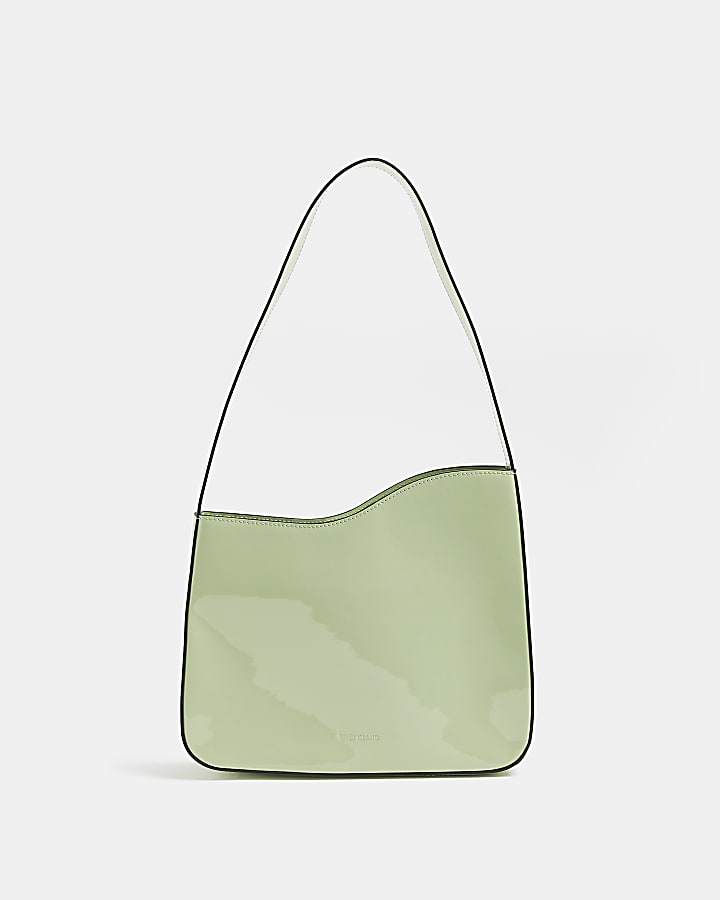 Green asymmetric shoulder bag