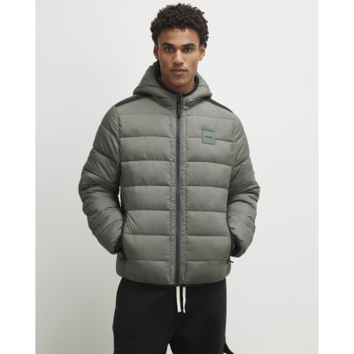 Green Badged Hooded Puffer Jacket