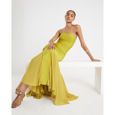 Green Bandeau Bodycon Maxi Dress River Island