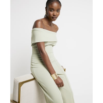 Green bardot jumpsuit online