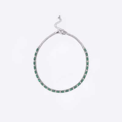 Green beaded multirow necklace | River Island