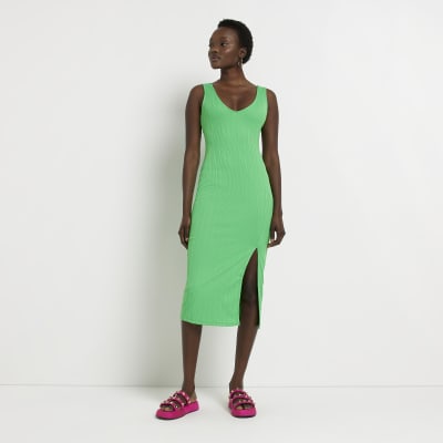 bodycon green midi dress