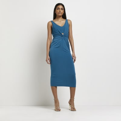 Green bodycon midi dress