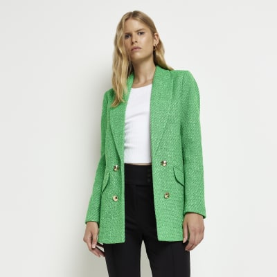 Green boucle blazer | River Island