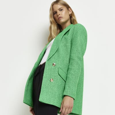 Green boucle blazer River Island