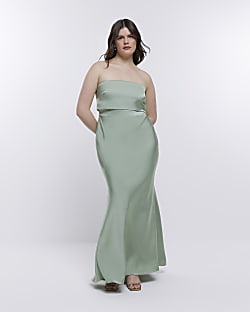 Green Bridesmaid Bandeau Maxi Dress