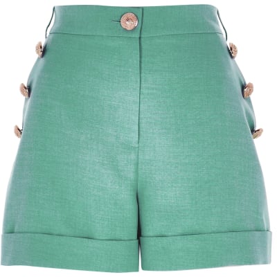 river island green shorts