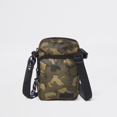 Green camo mini cross body flight pouch